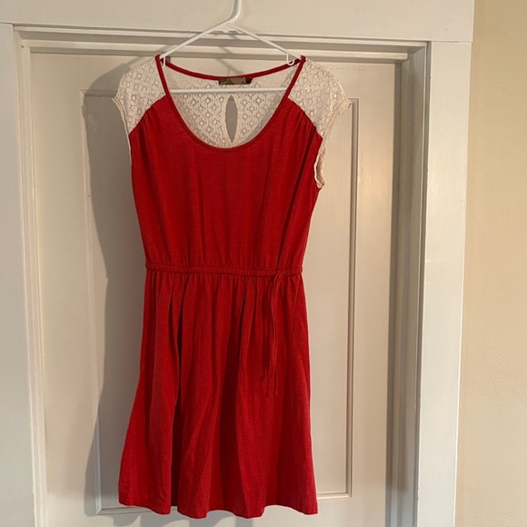 Prana Dresses & Skirts - Prana Red and Cream Lace Casual Dress